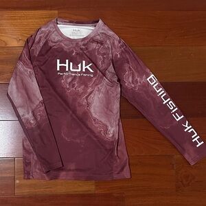Huk Kids Long Sleeve Performance Tee - Burgundy